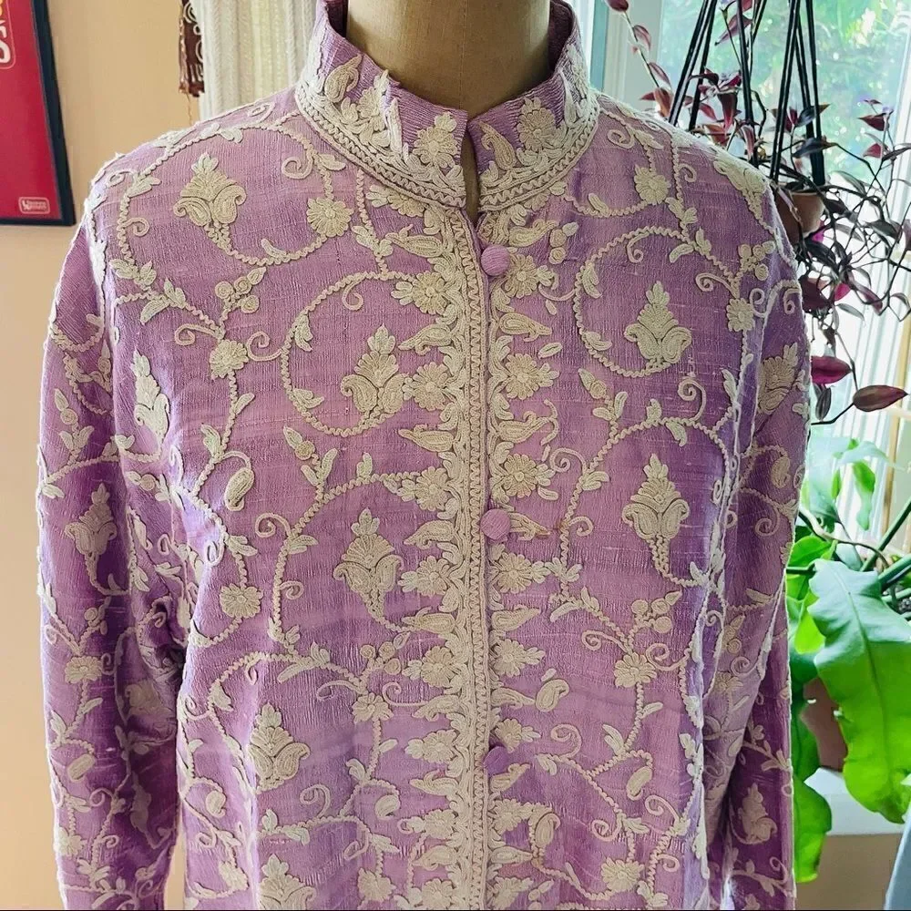 BOUTIQUE | purple & cream asian inspired jacket - Picture 9 of 13